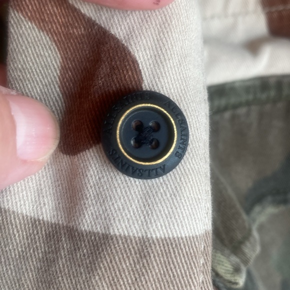 AllSaints NWT Finch Camo Button Close 100% Cotton Jacket Size US 10 - Picture 12 of 14
